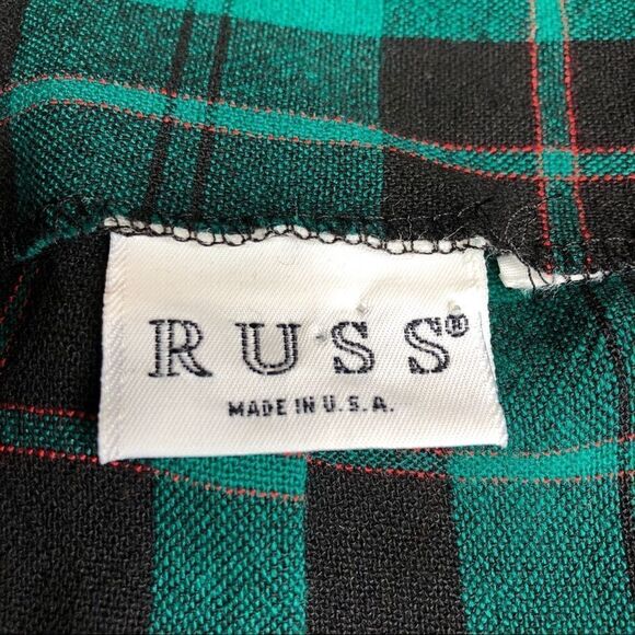 RUSS Plaid Pleated Skirt, Green Black - Picture 8 of 14